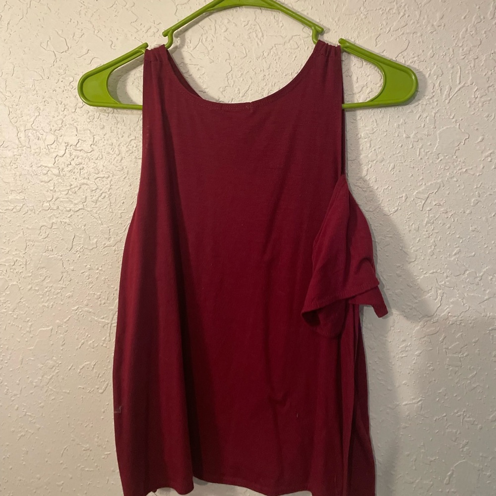 Red off the shoulder t shirt